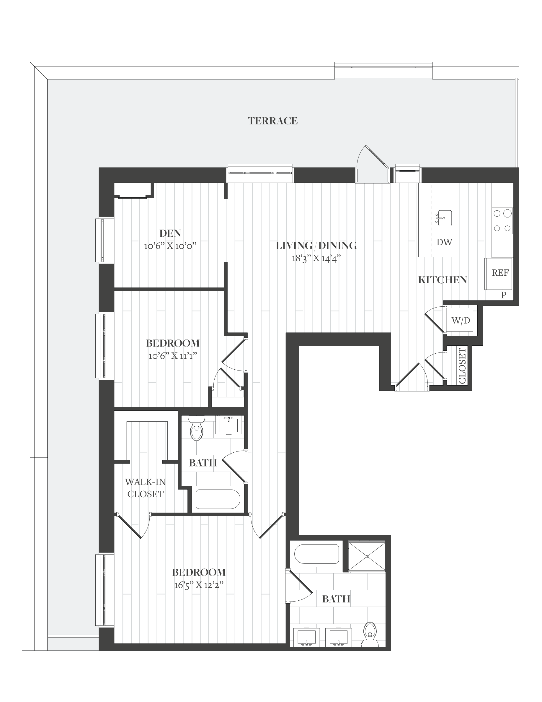 2 Bed/2 Bath Den-B7