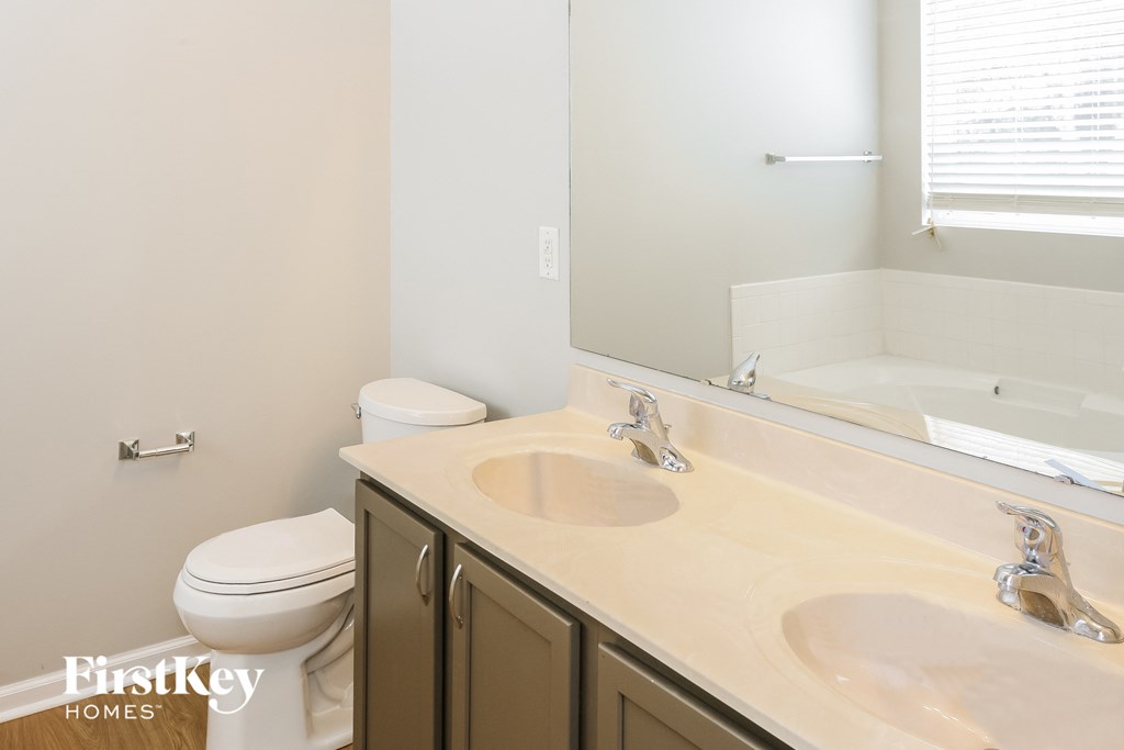 a bathroom with a sink and a toilet and a mirror