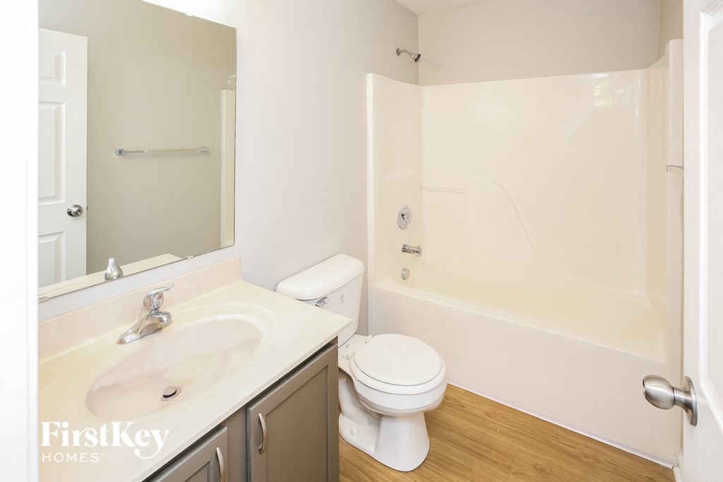 a bathroom with a sink and a toilet and a tub