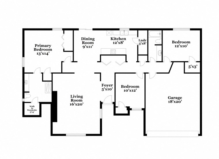 a floor plan of a home with three bedrooms and a large living room