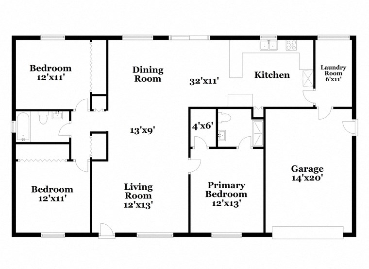 a floor plan of a house with bedrooms and a living room