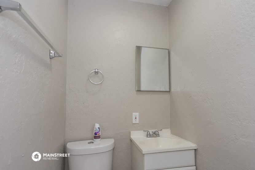 a bathroom with a toilet and a sink and a mirror