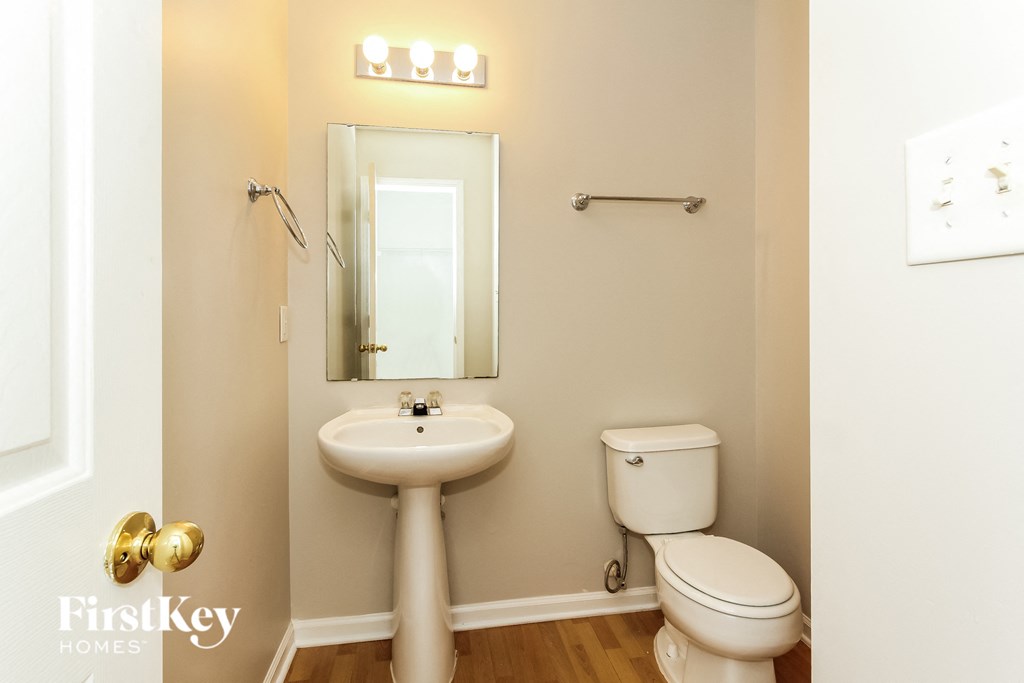 a bathroom with a sink and a toilet and a mirror