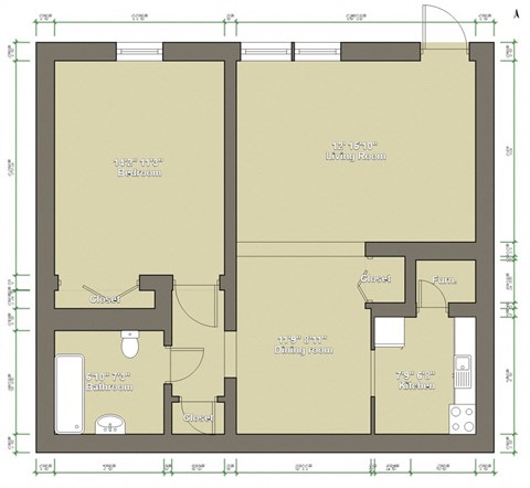 a floor plan of a small house with a bedroom and a living room