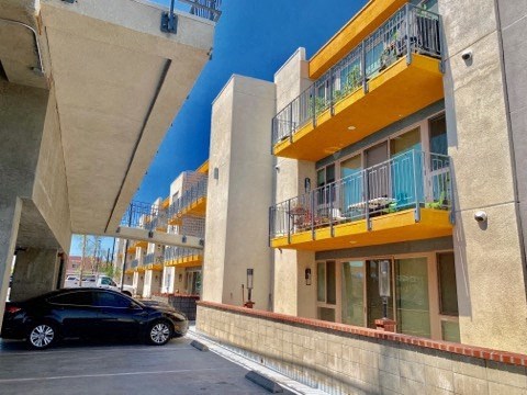 a car parked in front of a building