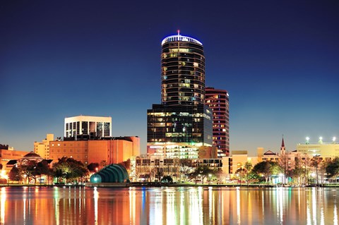 a view of the city at night
