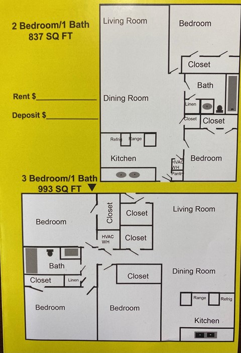 a floor plan for a house with three bedrooms and a living room and a bathroom