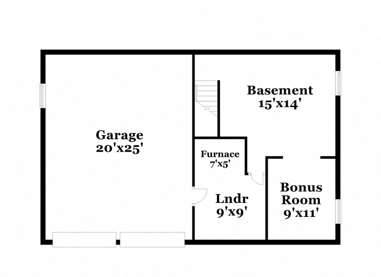 floor plan of the first floor of a house with a garage and a bonus room