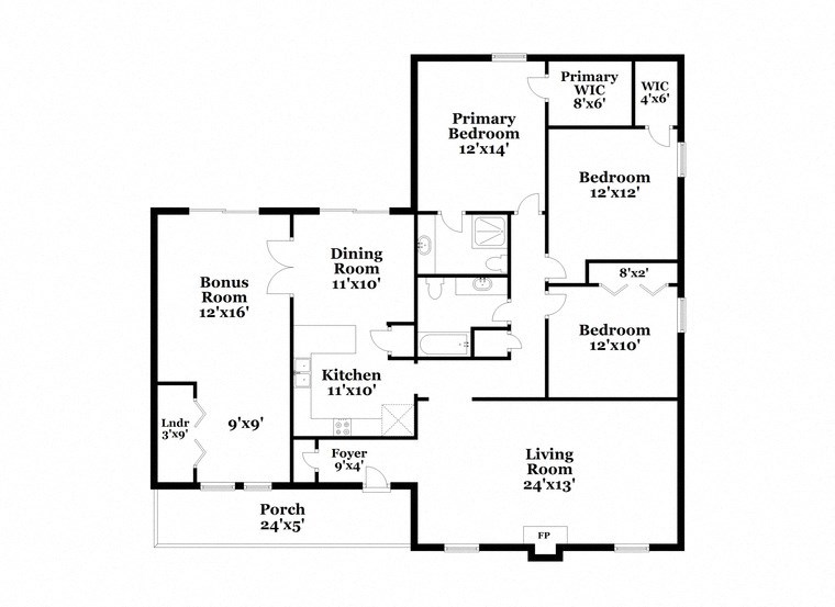floor plan of the second floor of a house with bedrooms and baths