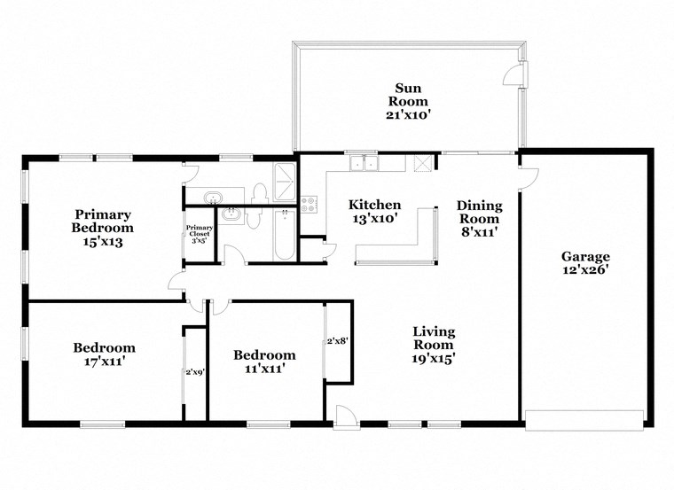 a floor plan of a house with a combination of bedrooms and baths