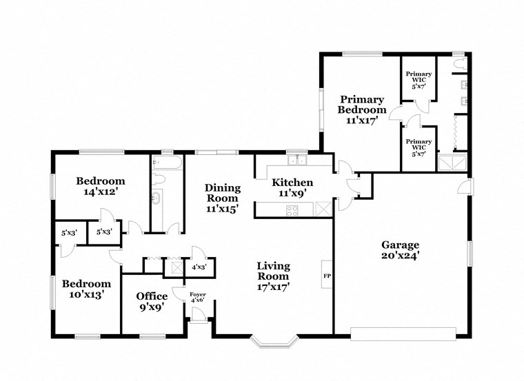 floor plan of the upper level of the house with bedrooms and baths