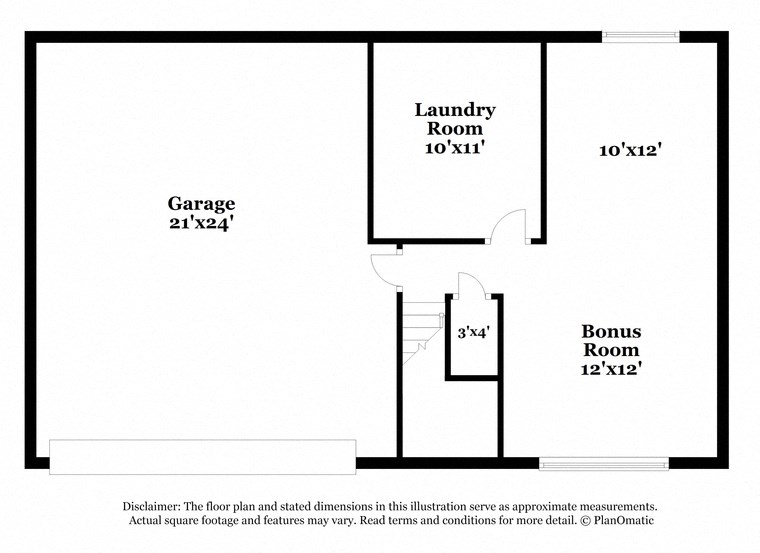 the schematic diagram of the floor plan for a bedroom with a bonus room
