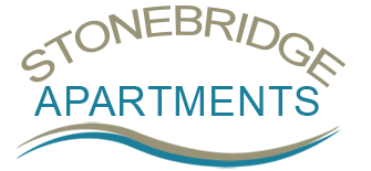 the logo for stoneword gg apartments is shown in a white logo