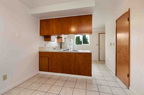 a kitchen with a counter top and a sink