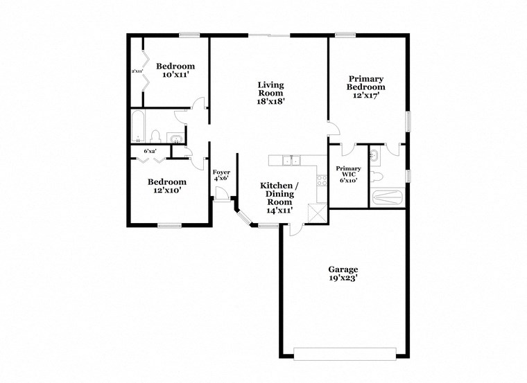 a floor plan of a house with a bedroom and a living room