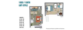1 Bedroom / 1 Bathroom: Loft