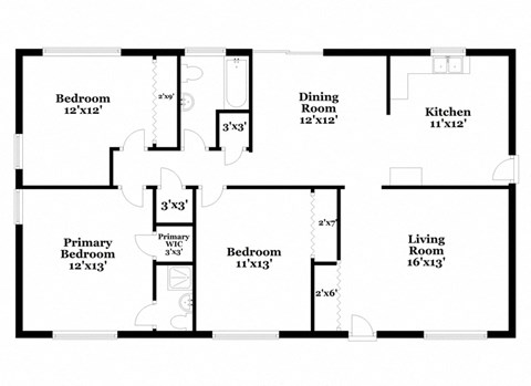 a floor plan of a home with a small kitchen and a living room