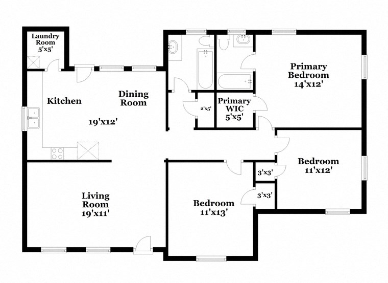 a floor plan of a house with a kitchen and a living room