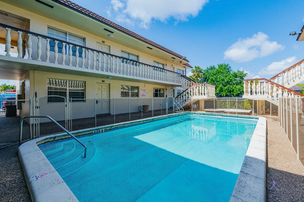 the swimming pool at our apartments