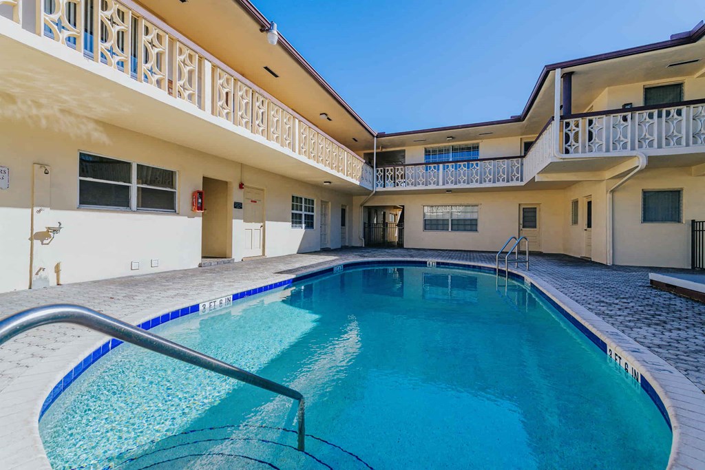 the swimming pool at our apartments