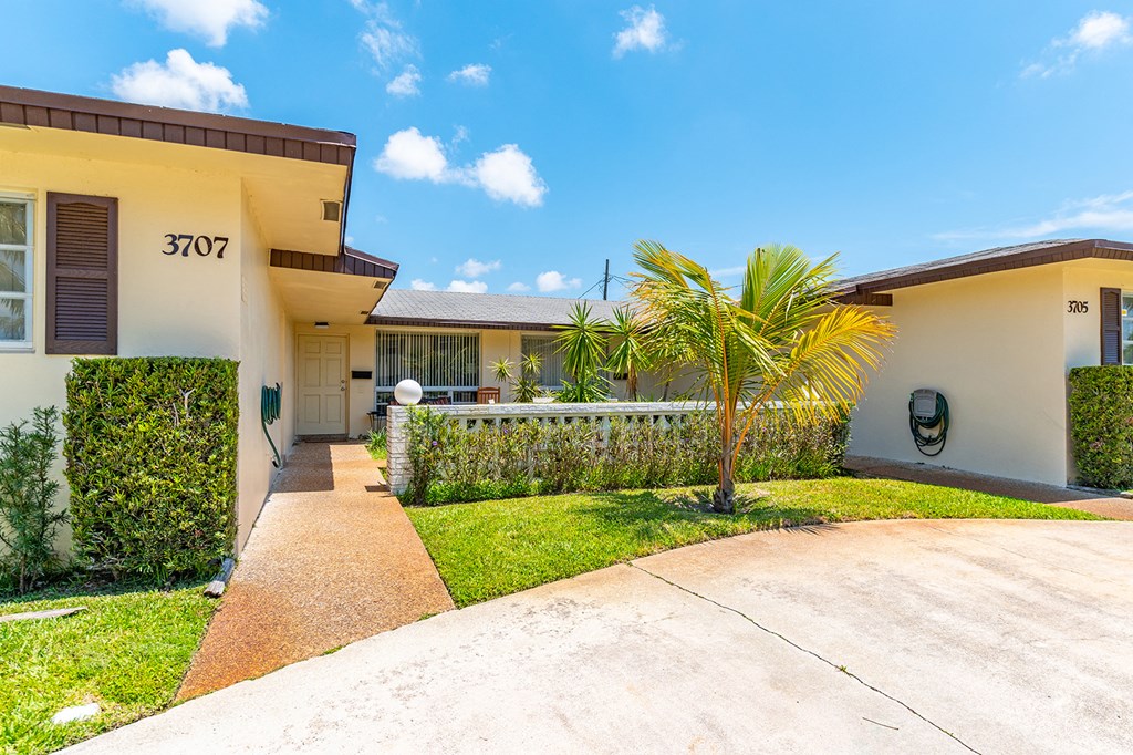a house with a palm tree in front of it