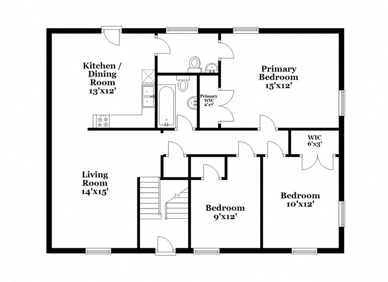 a floor plan of a house with bedrooms and a living room