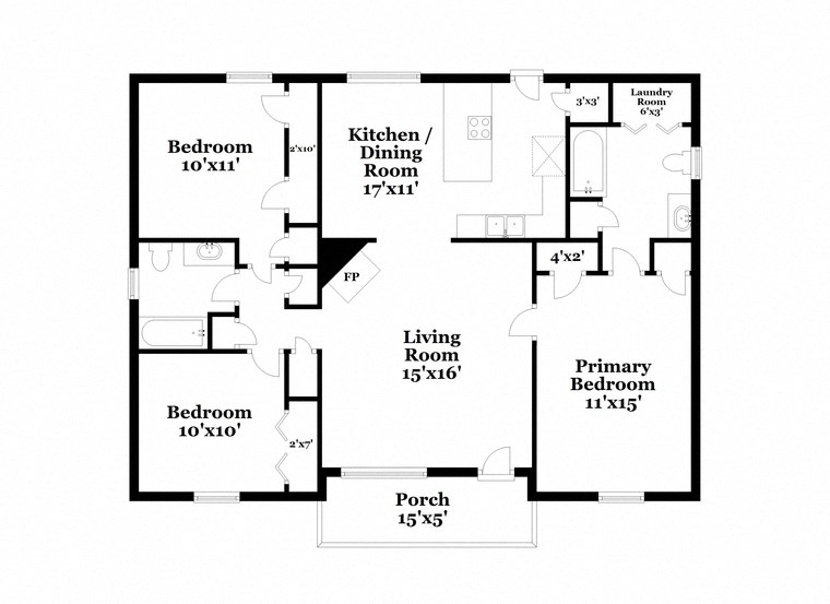 a floor plan of a home with two bedrooms and a living room