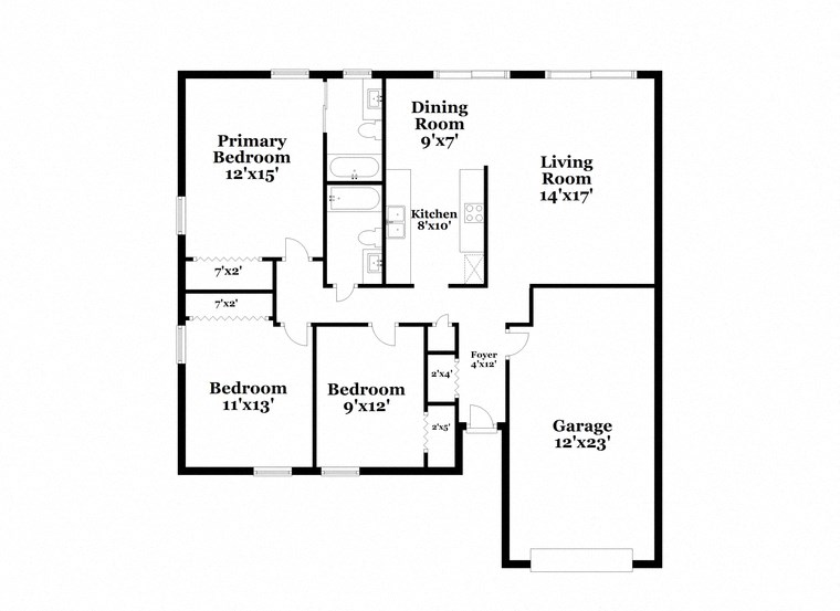 a floor plan of a house with a bedroom and a living room