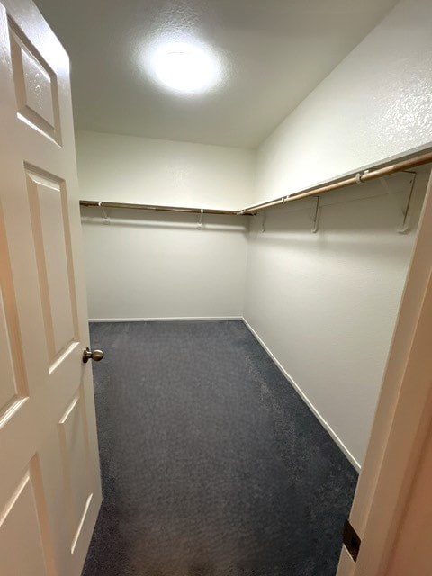 A hallway with a door on the left and a light on the ceiling.