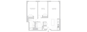 two-bedroom luxury apartment floor plan in New Brunswick, NJ