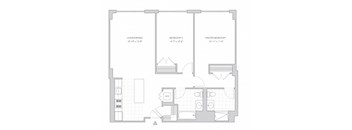 two-bedroom luxury apartment floor plan in New Brunswick, NJ