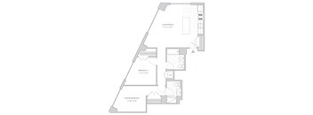 two-bedroom luxury apartment floor plan in New Brunswick, NJ