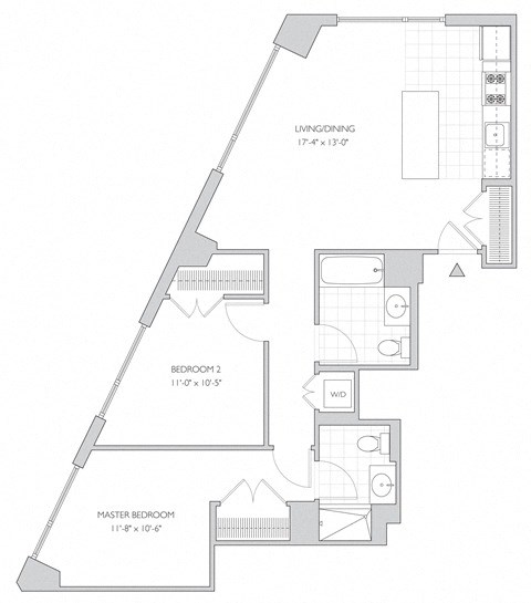 two-bedroom luxury apartment floor plan in New Brunswick, NJ