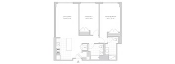 two-bedroom luxury apartment floor plan in New Brunswick, NJ