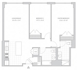 Floorplan Photos Gallery two-bedroom luxury apartment floor plan in New Brunswick, NJ