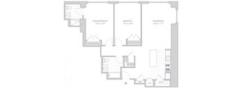 two-bedroom luxury apartment floor plan in New Brunswick, NJ