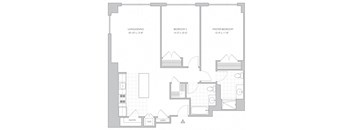 two-bedroom luxury apartment floor plan in New Brunswick, NJ