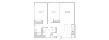 two-bedroom luxury apartment floor plan in New Brunswick, NJ