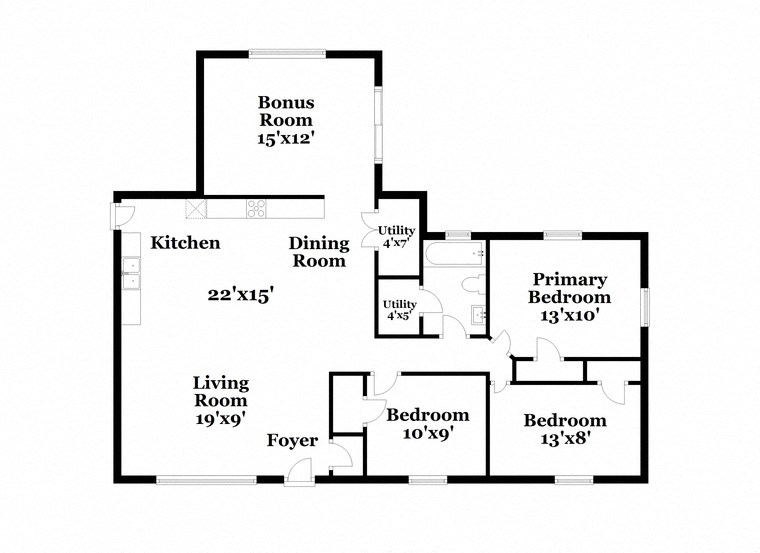 a floor plan of a house with bedrooms and a living room
