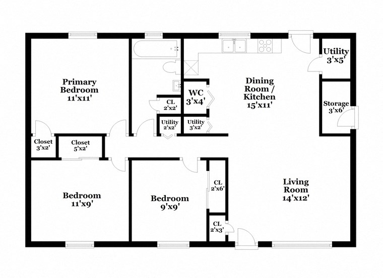 a floor plan of a house with a combination of bedrooms and a living room