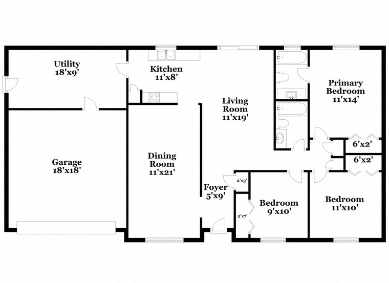 floor plan of a house with an open floor plan with bedrooms and baths and a