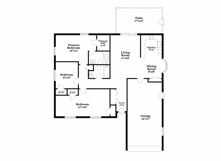 a floor plan of a house with a bedroom and a living room