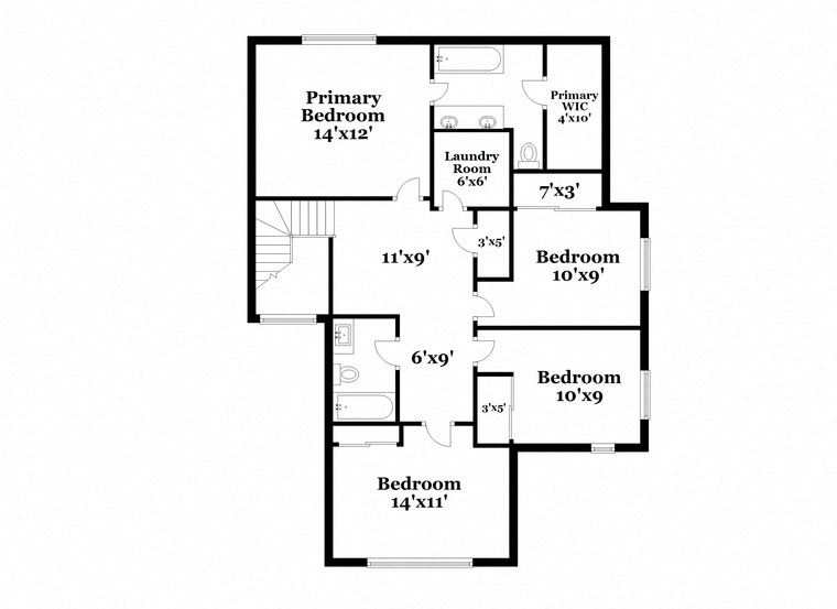a floor plan of a house with an open floor plan with bedrooms and a bathroom