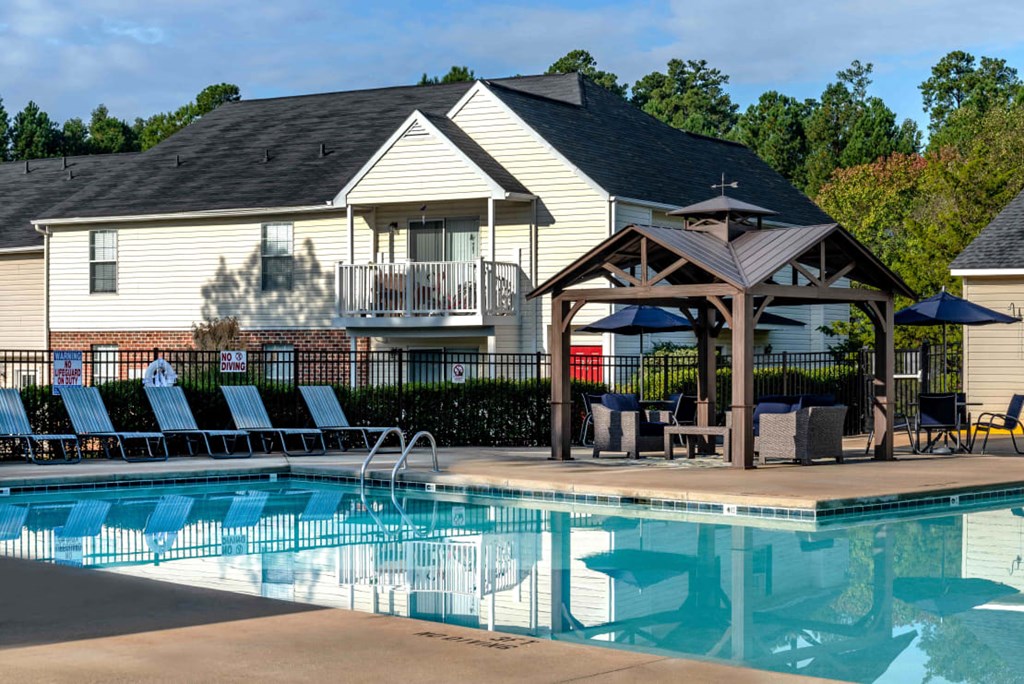 Community swimming pool with gazebo