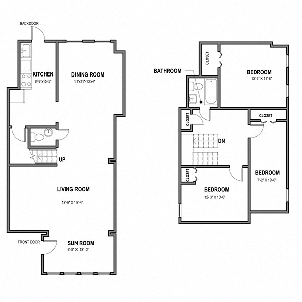 3 Bedroom 1.5 Bath Floor Plan