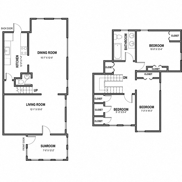 3 Bedroom 2 Bath Floor Plan