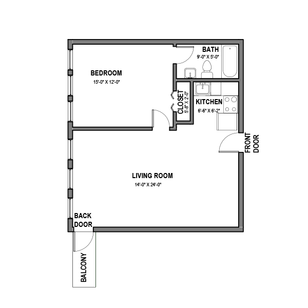 1 BR 1 Bath