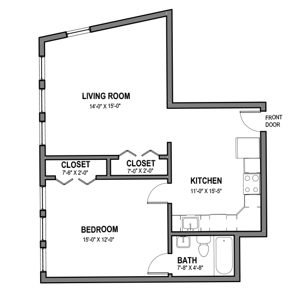 1 BR 1 Bath