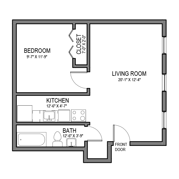 1 BR 1 Bath