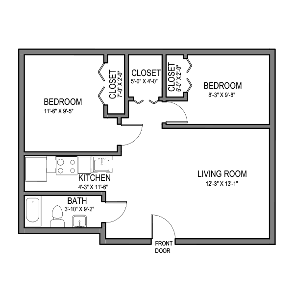 2 BR, 1 Bath